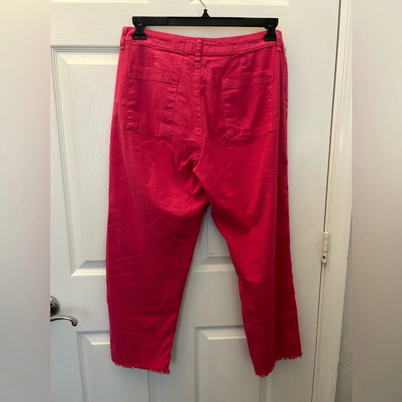 ! FRANK & EILEEN Sz 12 Kinsale Italian Performance Linen Crop Pants Fuchsi… - Picture 3 of 7